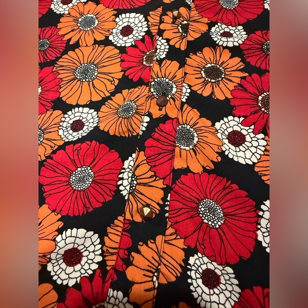 Brave Soul 70s Retro Mod Daisy Floral Mini Dress Button Front Groovy Boho S - Picture 13 of 16